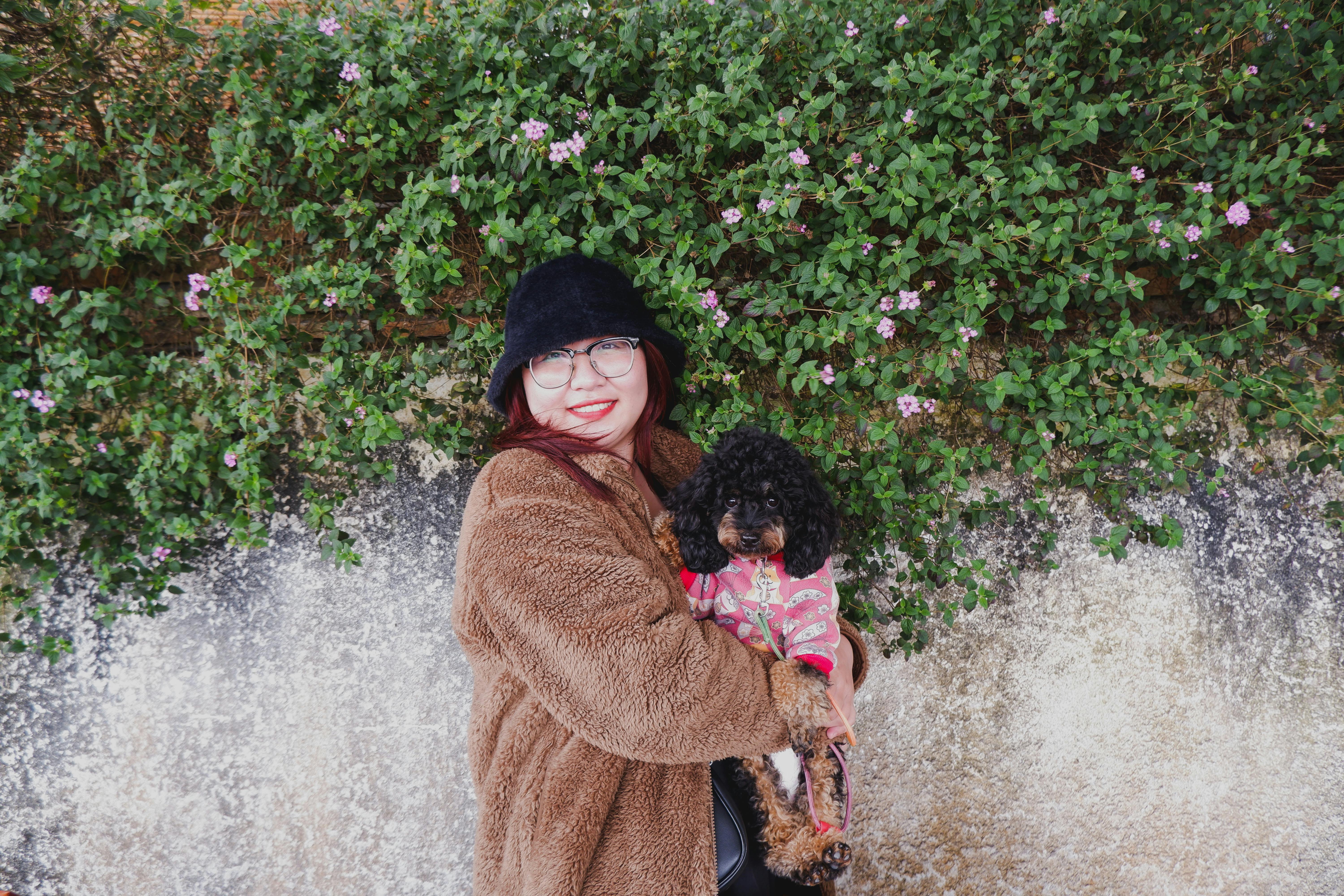 portrait of woman with dog