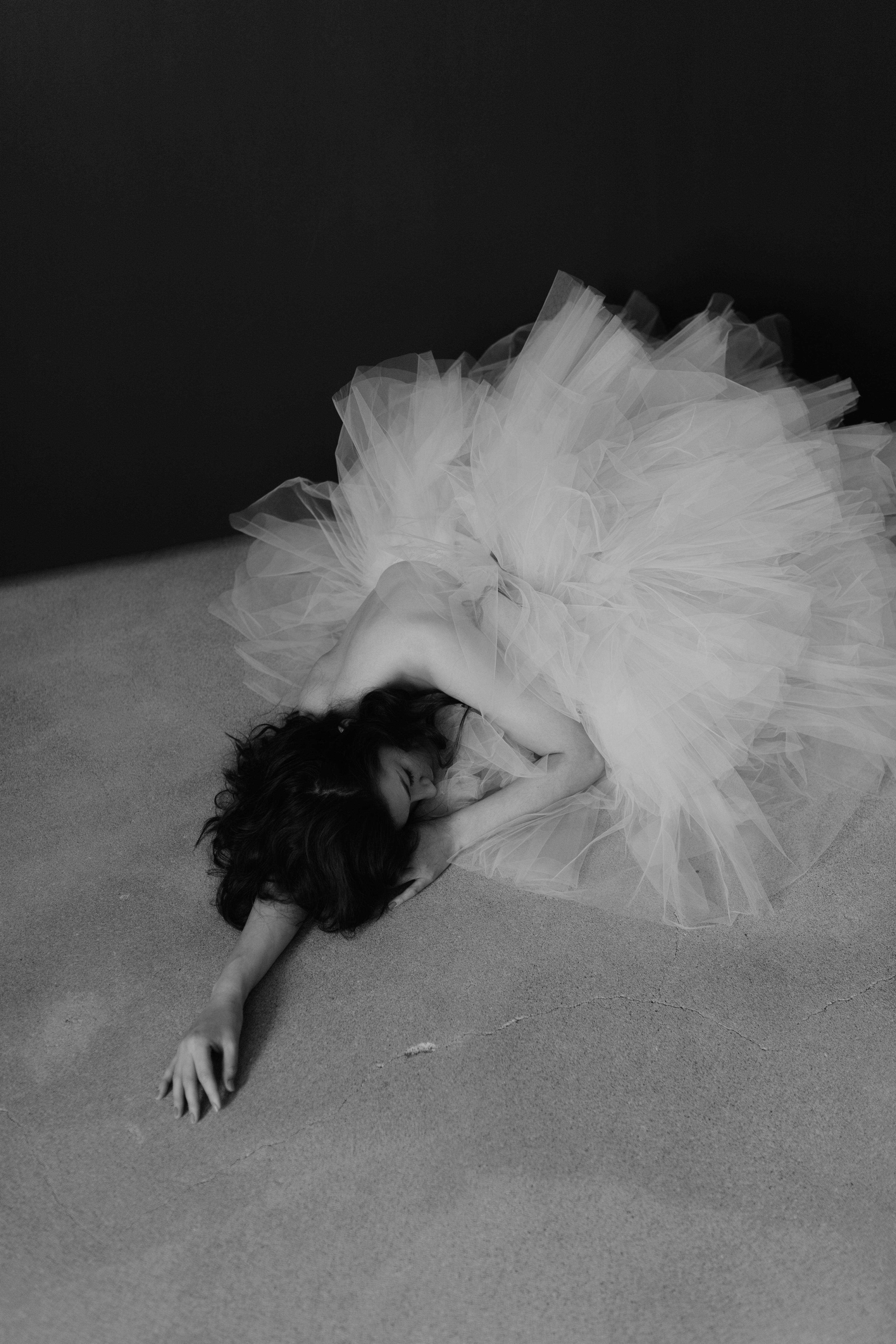 Model in Tulle Dress and Blazer in Black and White · Free Stock Photo