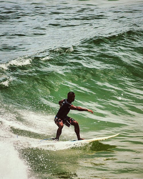 A man riding a surfboard on a wave