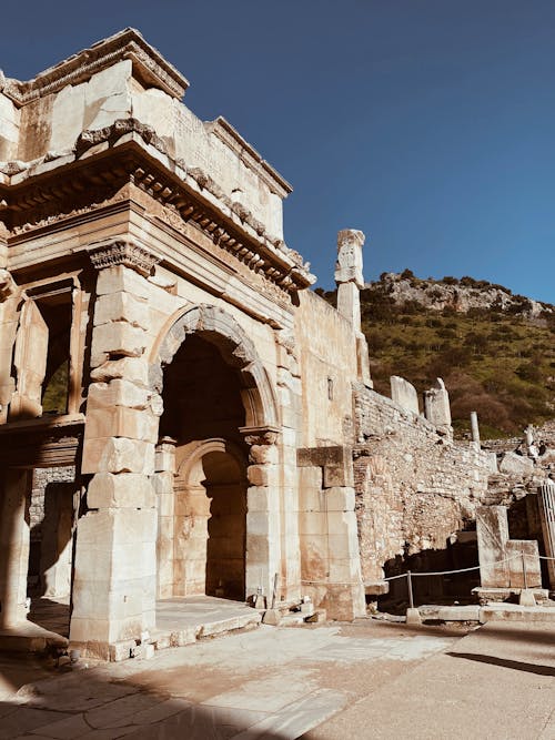 Kostnadsfri bild av antika rom, biblioteket av celsus, byggnad