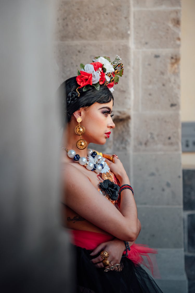 Woman In Flowers Wreath