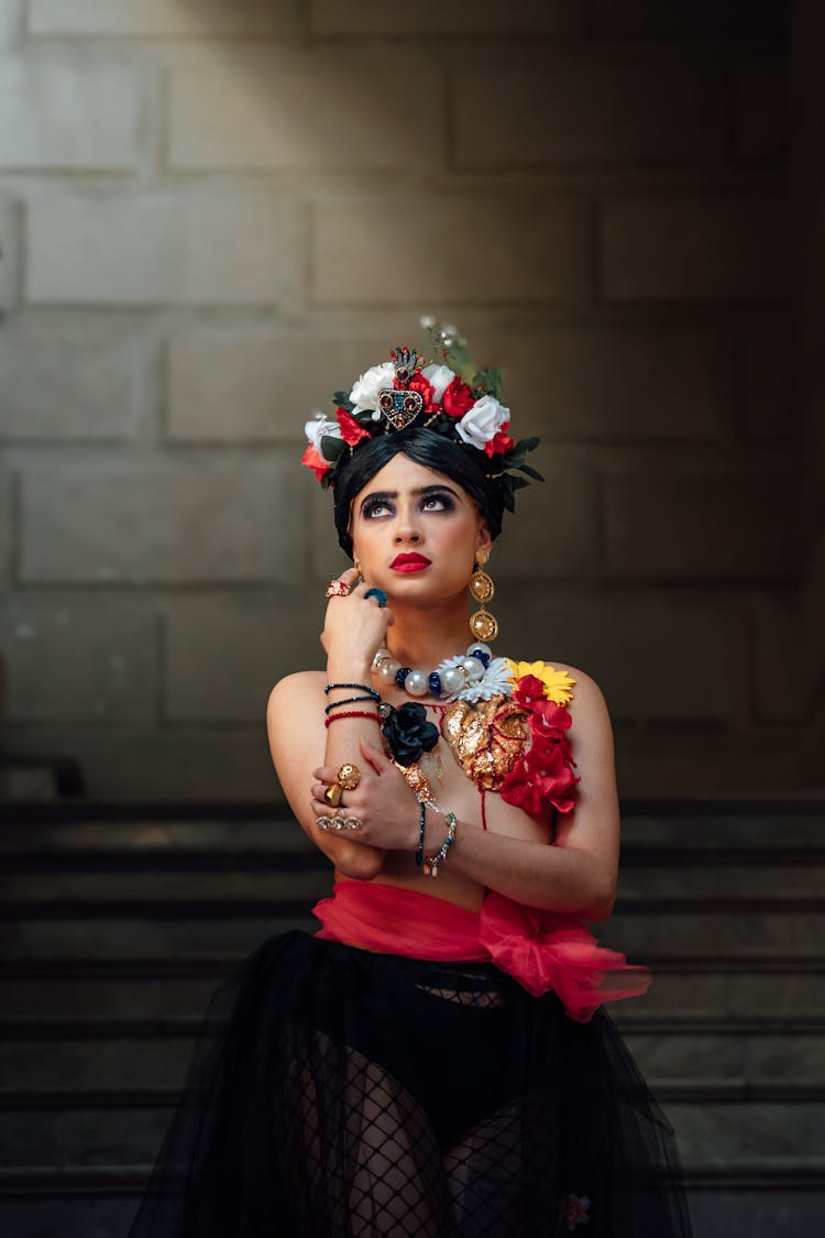 Woman In Flowers Wreath 