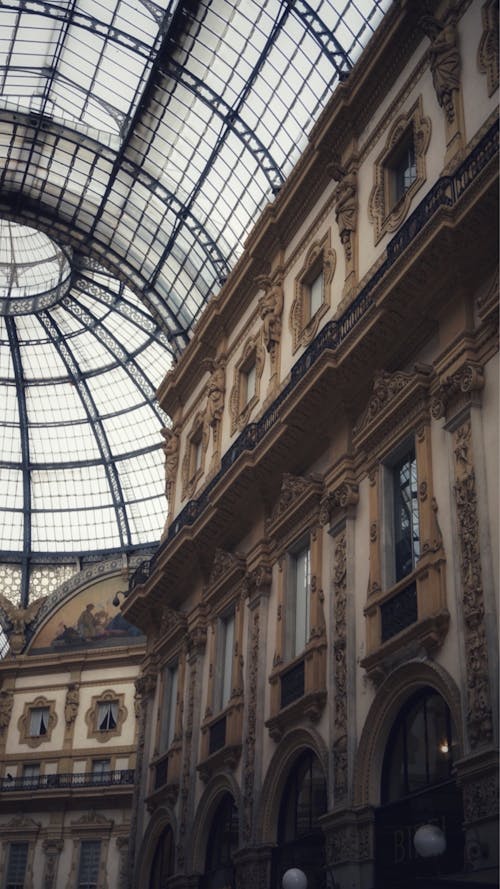 Interior of the Galleria Vittorio Emanuele II in Milan, Lombardy, Italy 