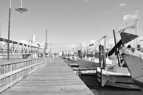Wooden Pier in Port in Galveston, Texas in USA