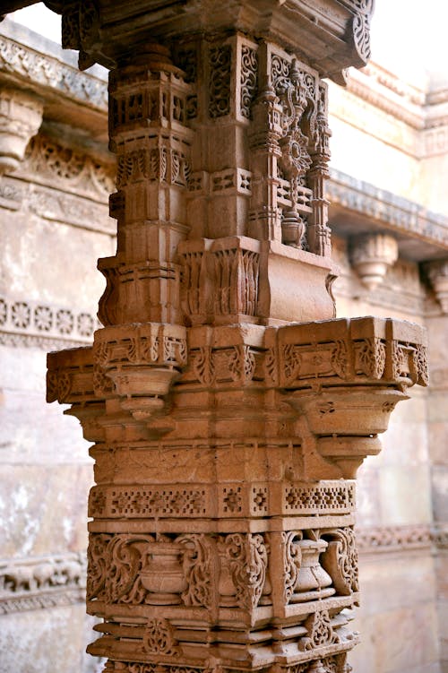 Carved Pillar of Adalaj Stepwell 