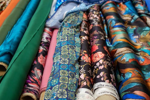 A variety of colorful fabric and fabric