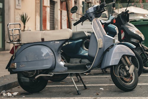 Blue Vespa Motor Scooter