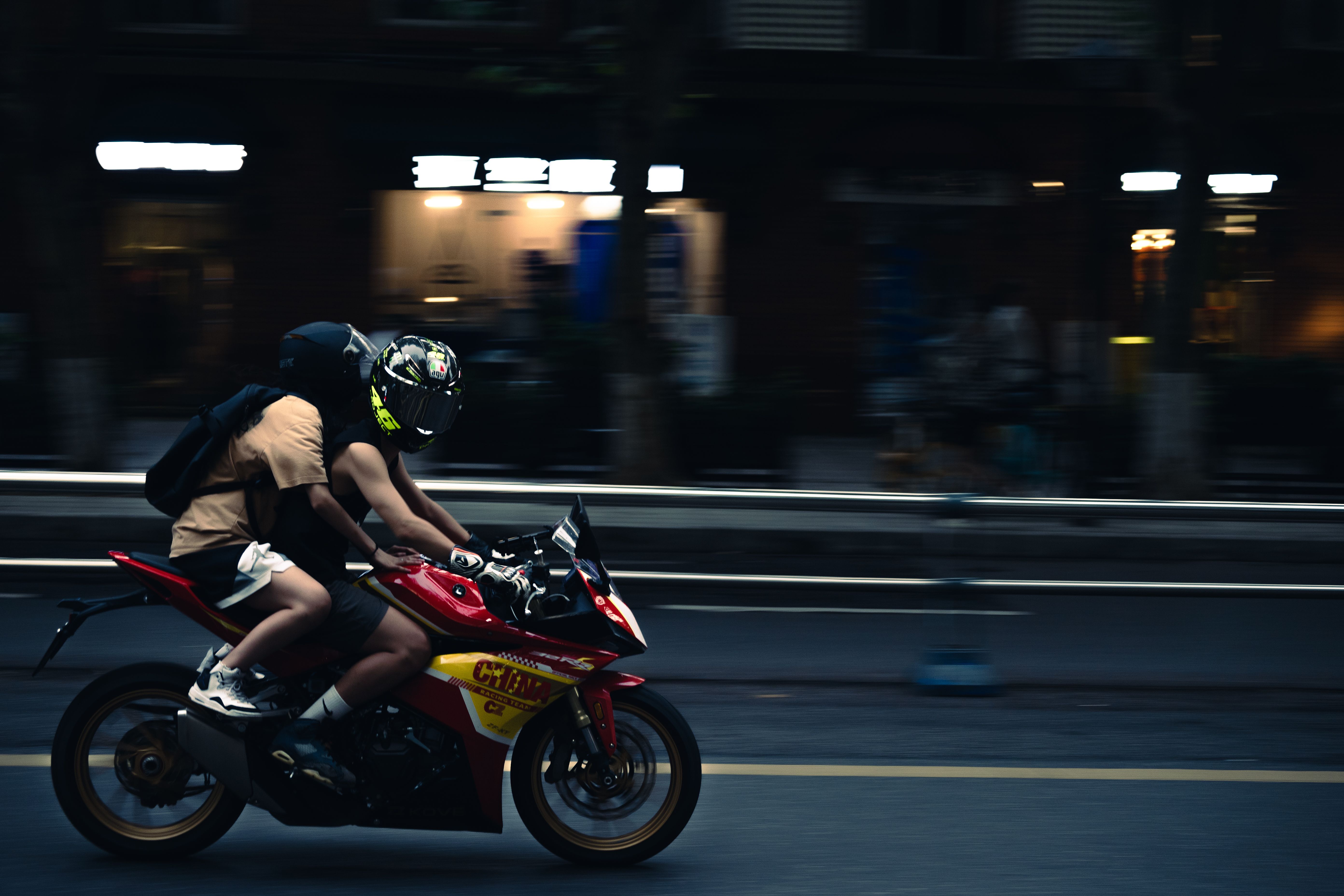 Men Riding Motorbike on Street · Free Stock Photo