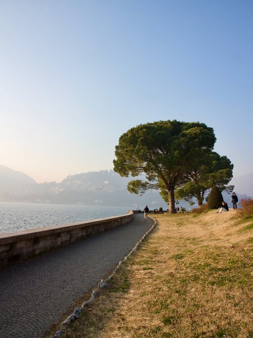 Promenade by Lake Como in Italy
