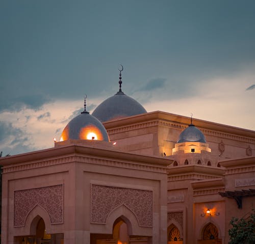 Mosque Wall and Domes in Evening