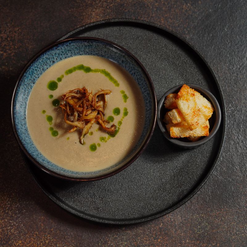 Charred Mushroom and Crispy Truffle Oil Dip
