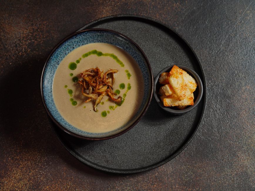 Onion soup with croutons