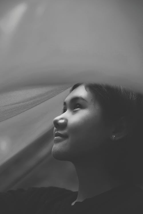 Free Grayscale Photography of Woman Under Cloth Stock Photo