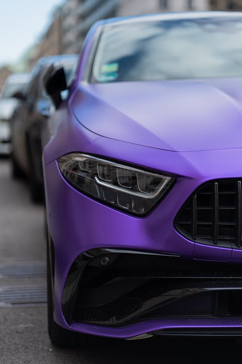 Front of Luxury Purple Car