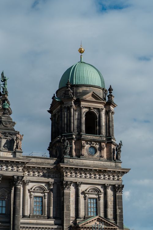 Free Close-up of Berlin Cathedral dome with blue sky background. Stock Photo