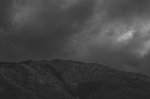 Free stock photo of adventure, black and white, clouds