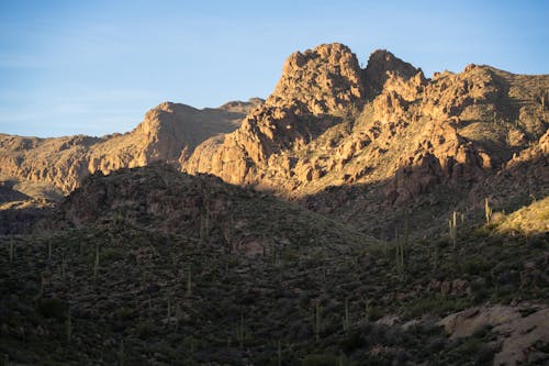 The sun shines on the mountains in arizona