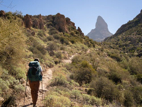 Woman Hiking on Footpath in Arizona