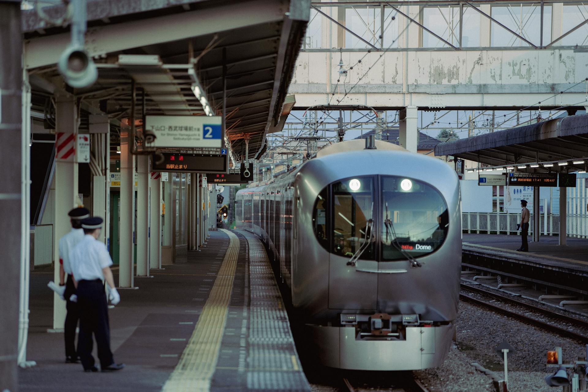 Modern Train at a Station in Japan