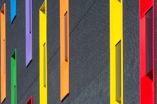 A building with many different colored windows