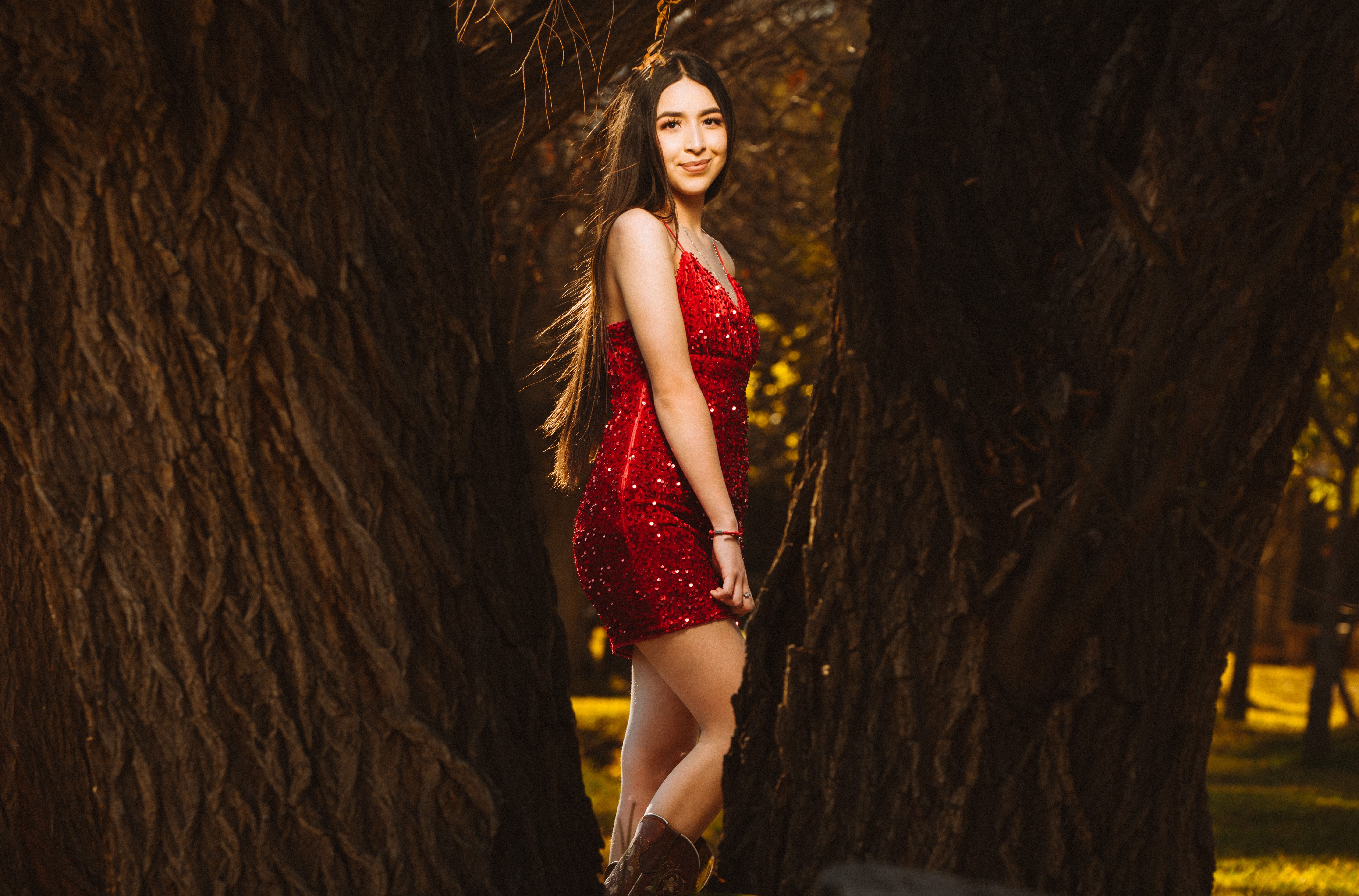 Standing Woman in Red Mini Dress · Free Stock Photo