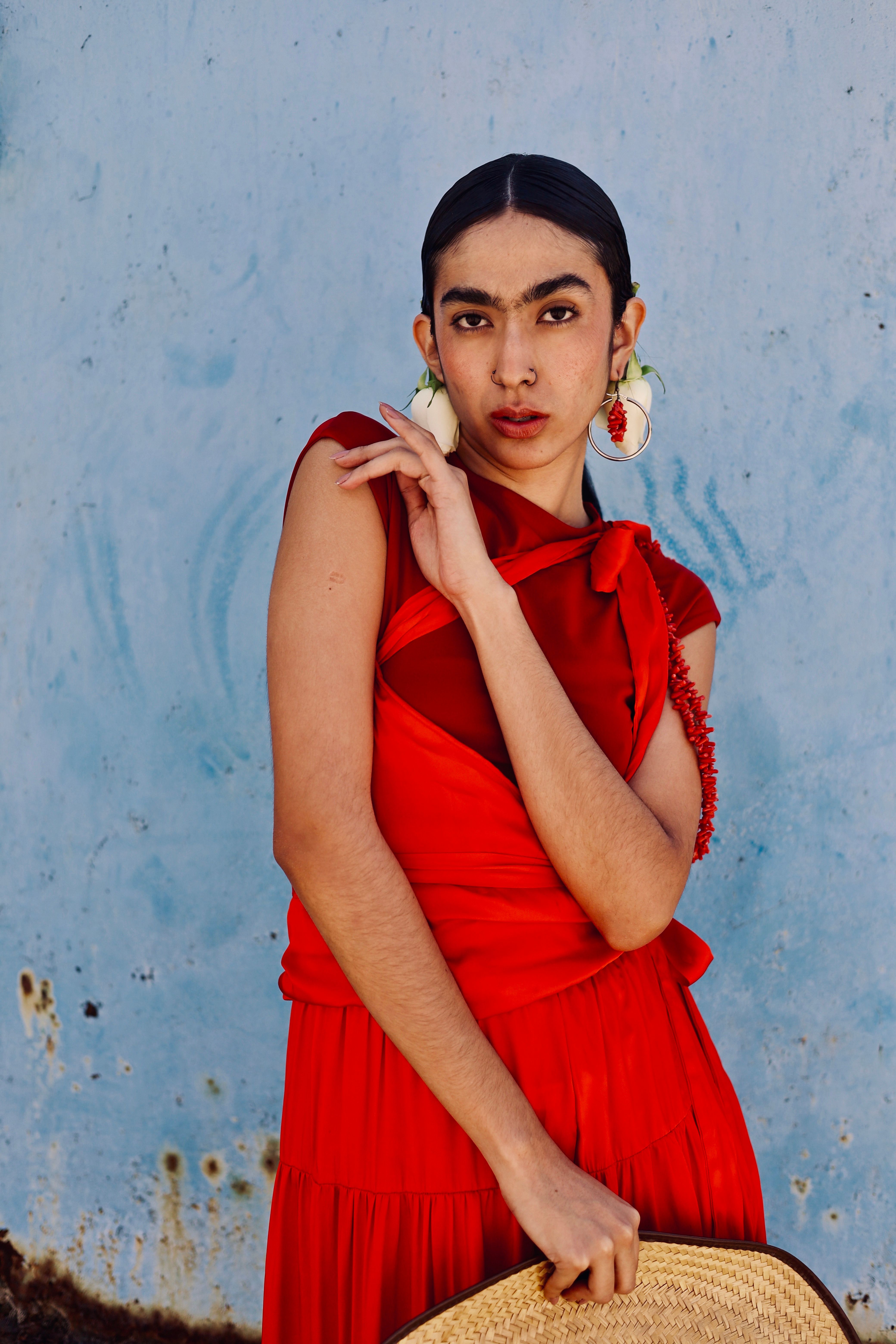 Portrait of Brunette Woman in Red Dress · Free Stock Photo