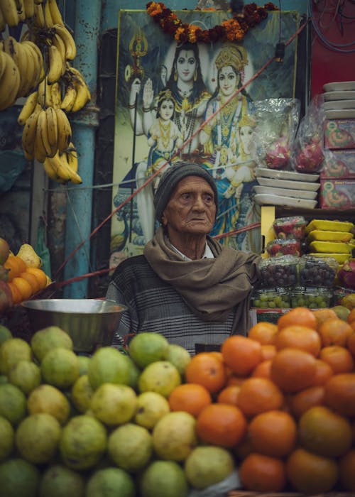 Elderly Fruit Seller at Bazaar