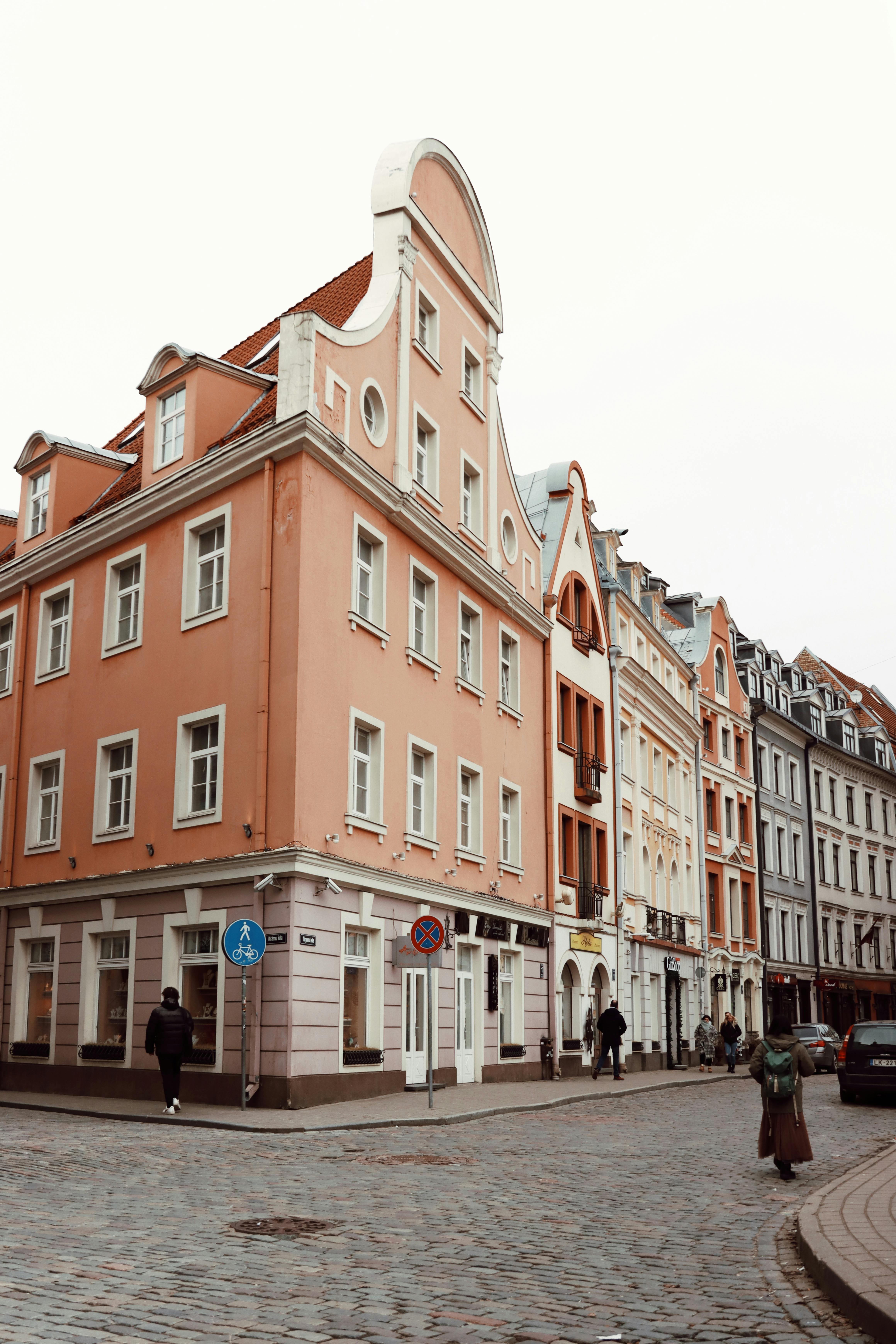View of a Street and Historical Buildings in the Old Town of Riga, Latvia