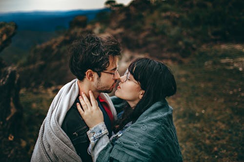 Free Man and Woman About to Kiss Stock Photo