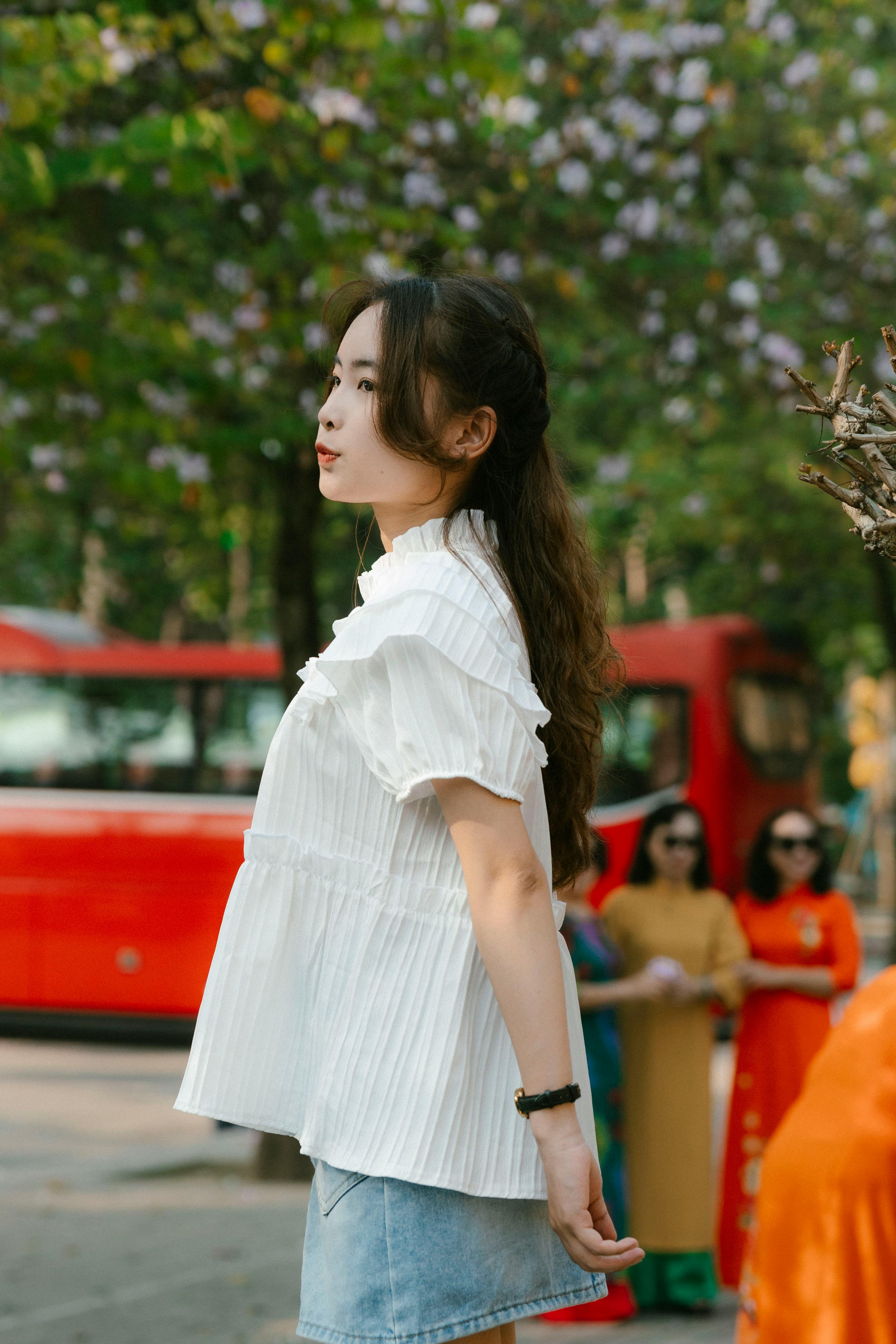 Portrait of Brunette Woman in a Park