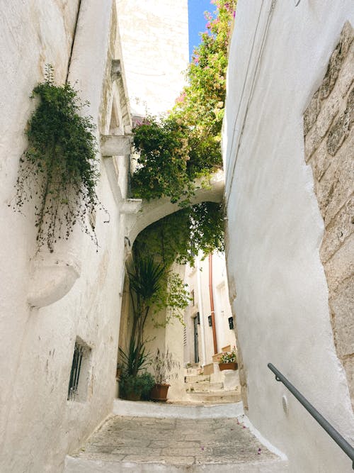 View of a Narrow Alley in Ostuni, region of Apulia, Italy