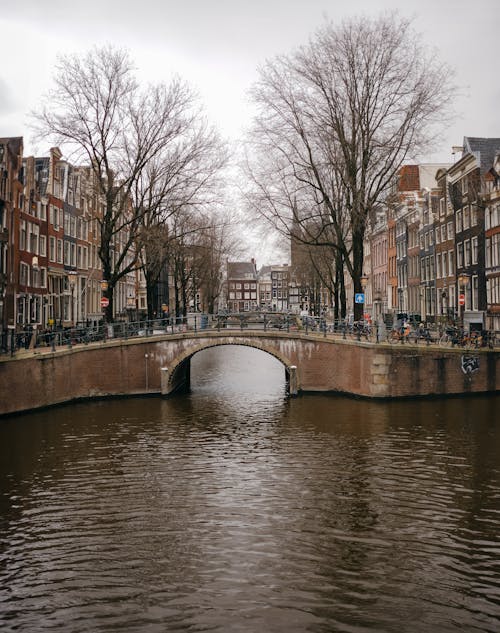 A bridge over a canal in the city of amsterdam