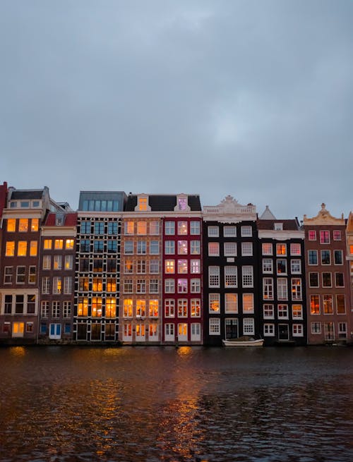 A row of colorful buildings on the water