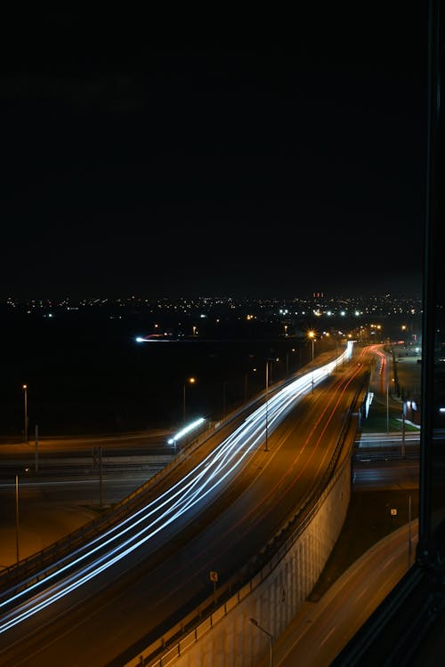 A long exposure of a highway at night