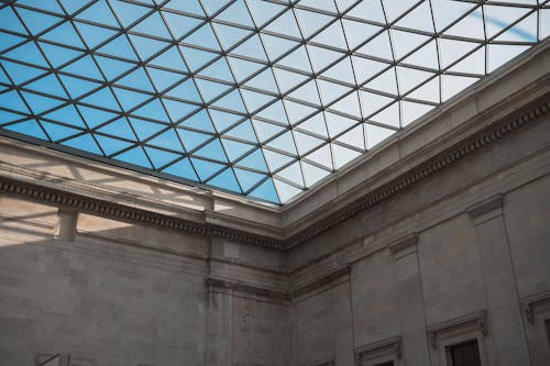 The roof of a building with a skylight