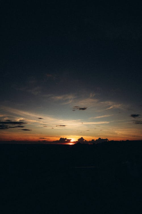 Sky over Countryside in Darkness at Sunset