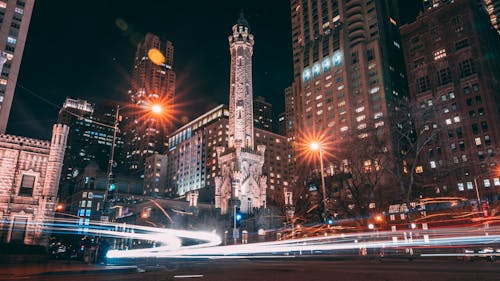 คลังภาพถ่ายฟรี ของ กลางคืน, การเคลื่อนไหว, ชิคาโก