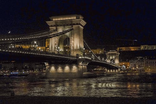 Chain bridge at night in budapest