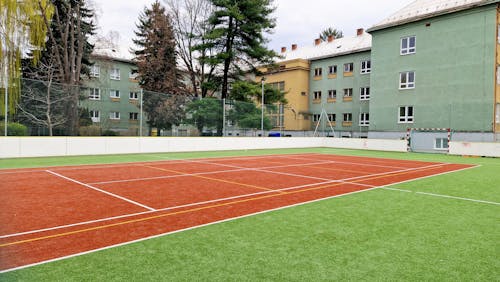 A Soccer Field by a School