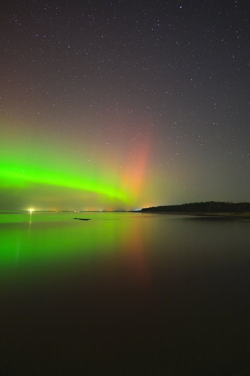 녹색 불빛, 바다, 밤의 무료 스톡 사진