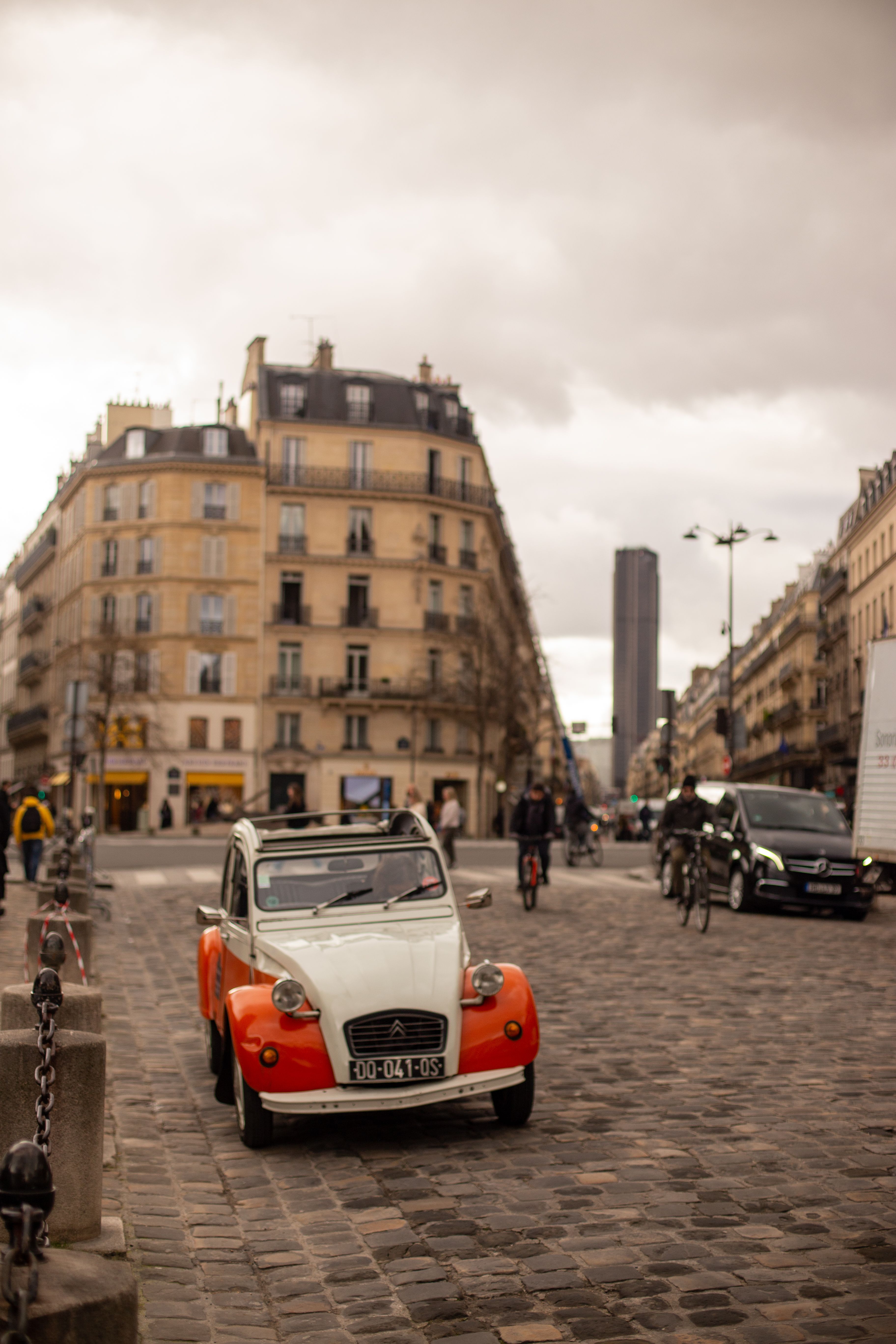 View of a Vintage Citroen 2CV on a Cobblestone Street in Paris, France ...