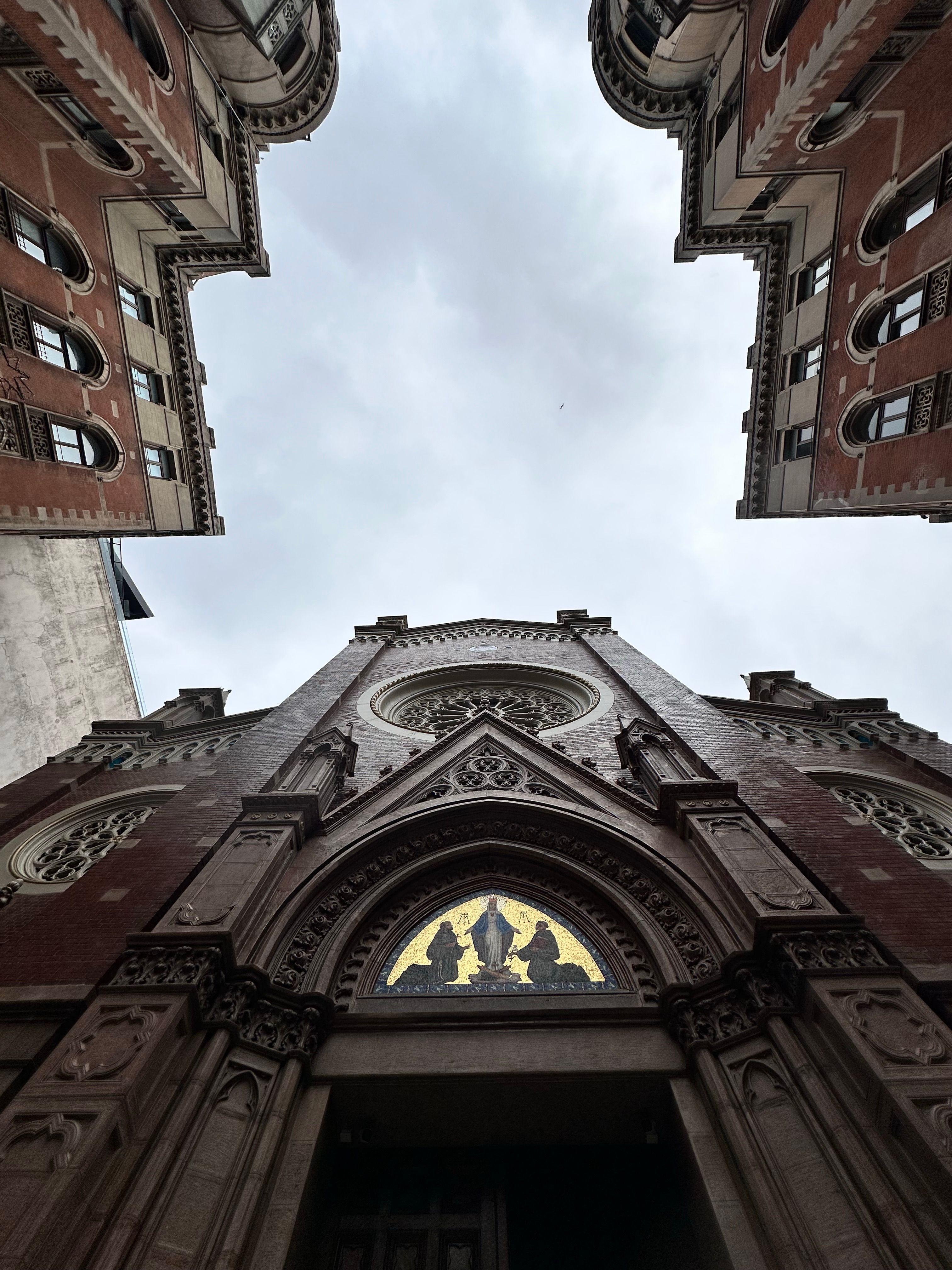 A striking view of St. Anthony of Padua Church with Gothic architecture in Istanbul.