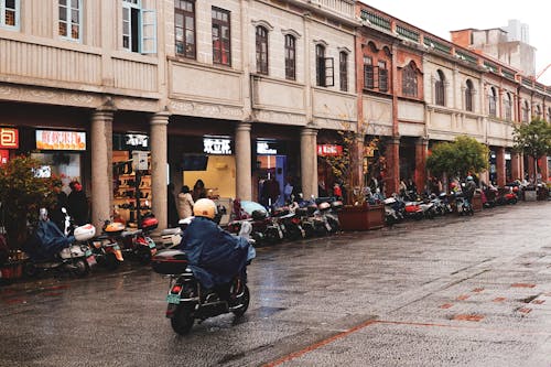 Foto profissional grátis de andar a cavalo, chuva, cidade