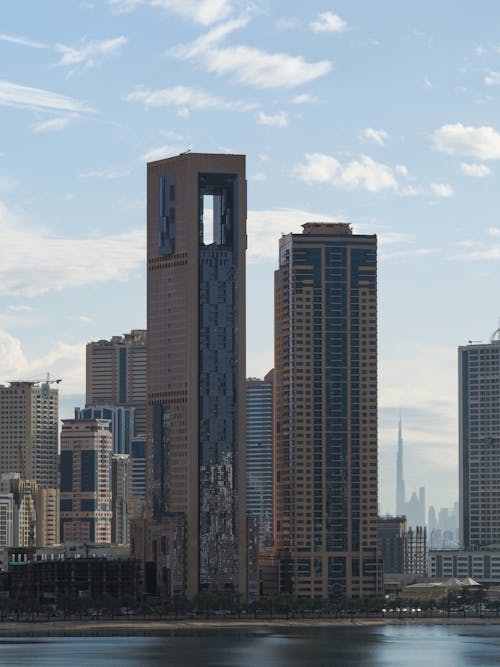 A view of the city skyline from a boat