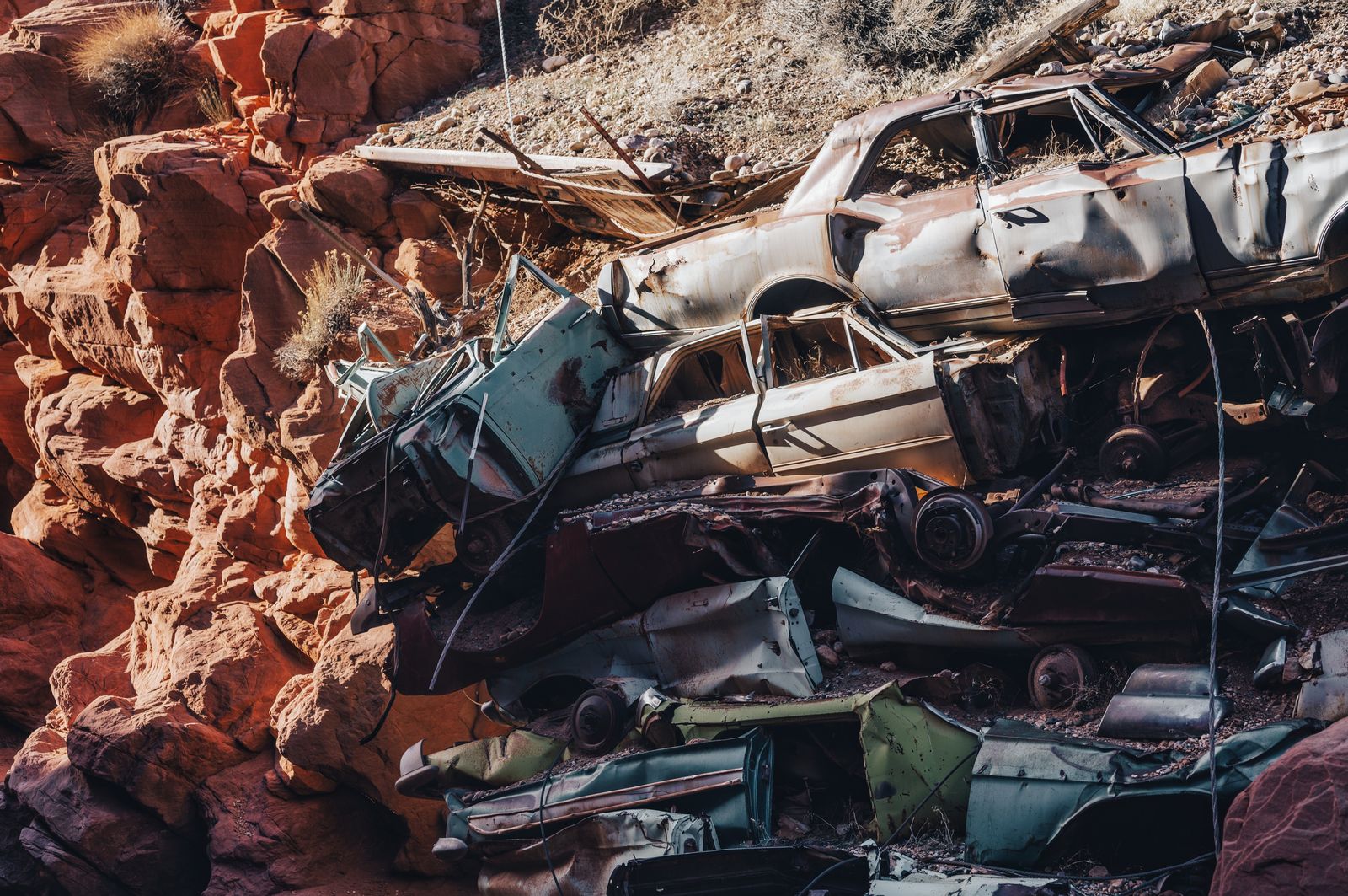 Old vehicles ready for recycling