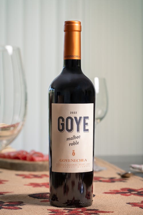 A bottle of goye wine on a table