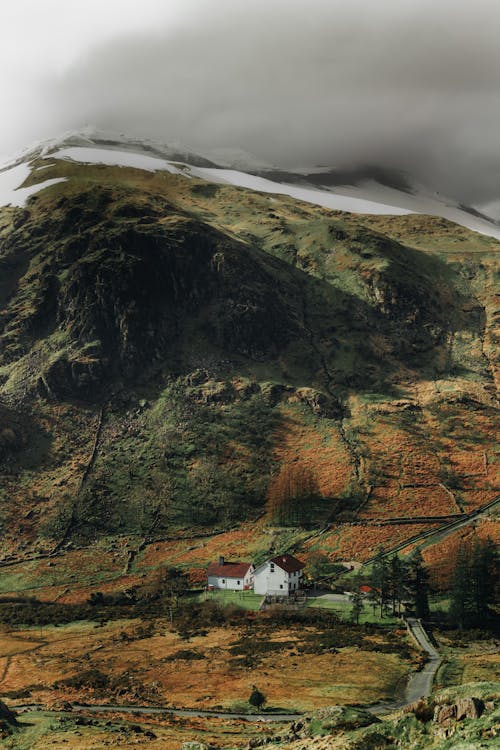 A house sits on top of a mountain in the scottish highlands