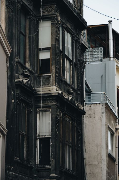 Free A detailed look at historic tenement houses in an urban residential district. Stock Photo