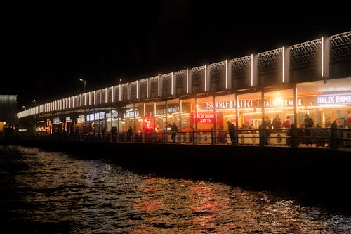 ブリッジ, 夜, 川の無料の写真素材