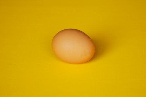 A single egg on a yellow background